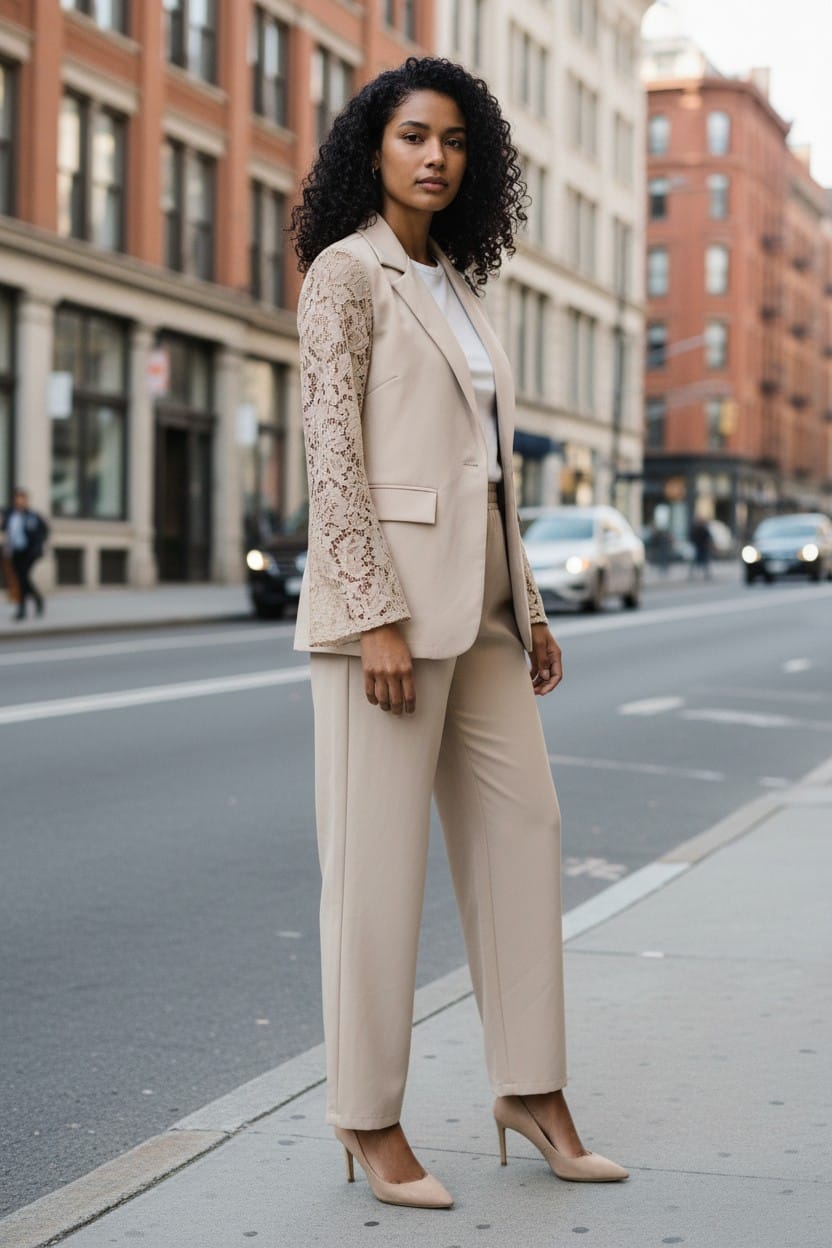 TAILLEUR COMPLETO CON MANICHE IN PIZZO