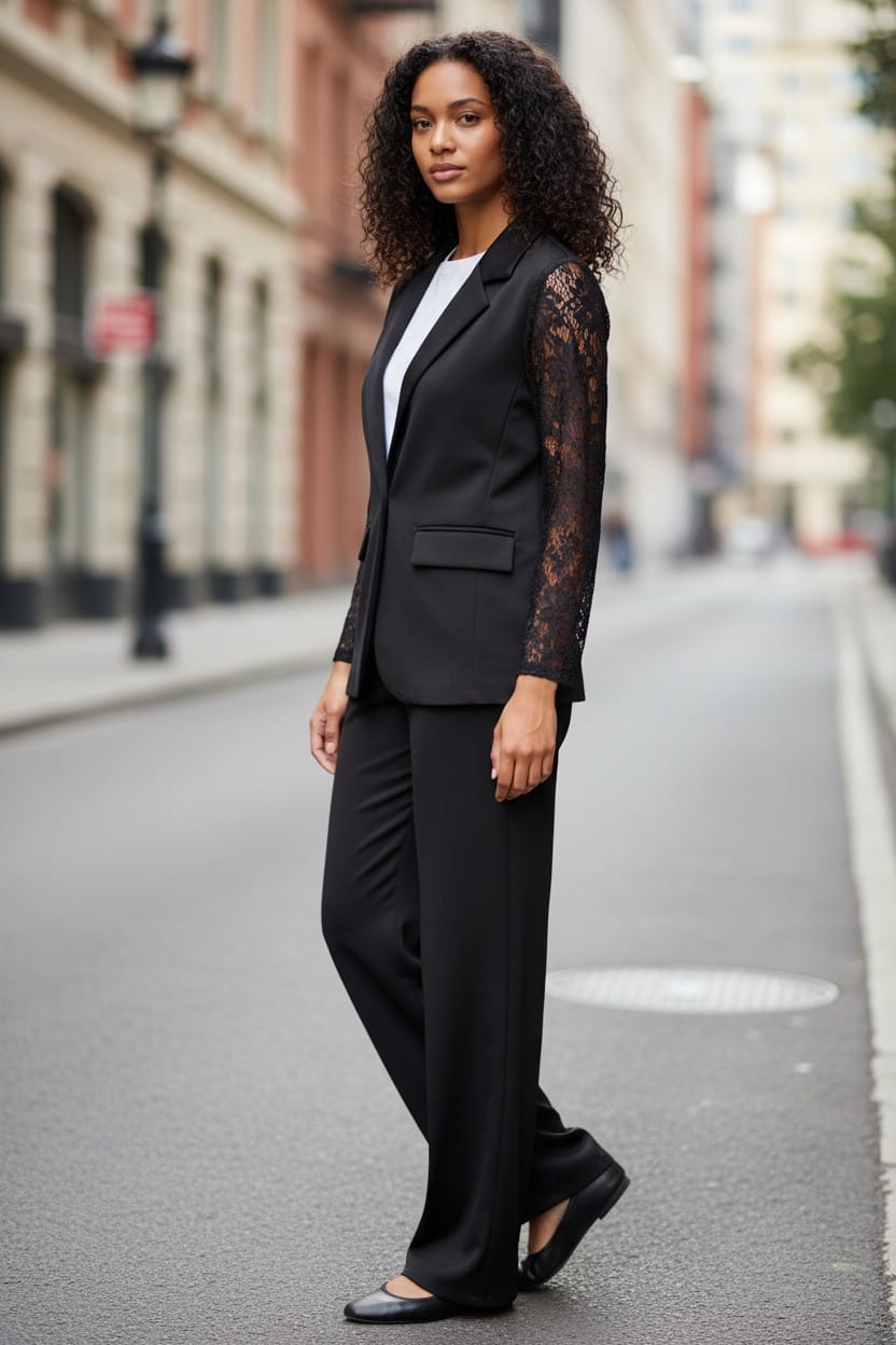 TAILLEUR COMPLETO CON MANICHE IN PIZZO