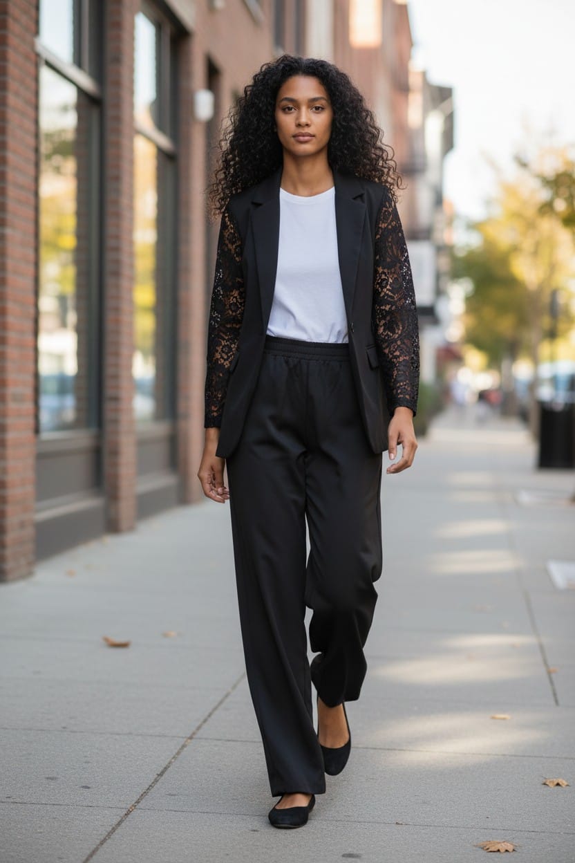 TAILLEUR COMPLETO CON MANICHE IN PIZZO