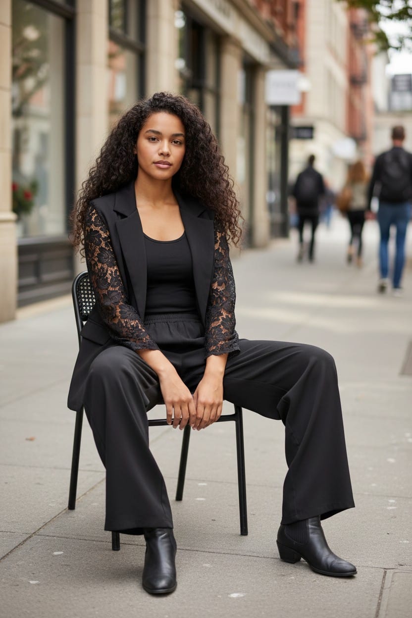 TAILLEUR COMPLETO CON MANICHE IN PIZZO