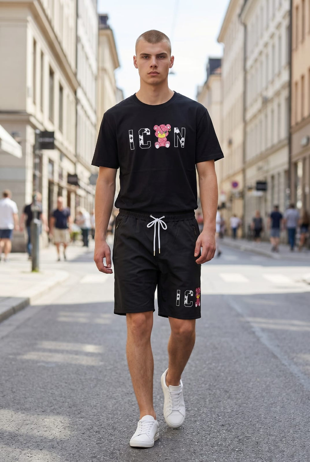 COMPLETO UOMO ICON MAGLIA CON PANTALONCINO IN COTONE E STRASS