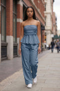 COMPLETO ELEGANTE CON TOP E PANTALONE A PALAZZO