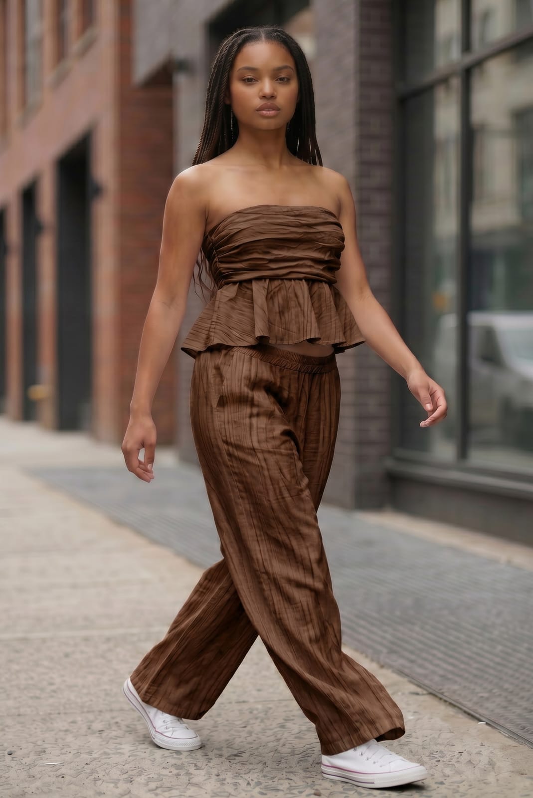 COMPLETO ELEGANTE CON TOP E PANTALONE A PALAZZO