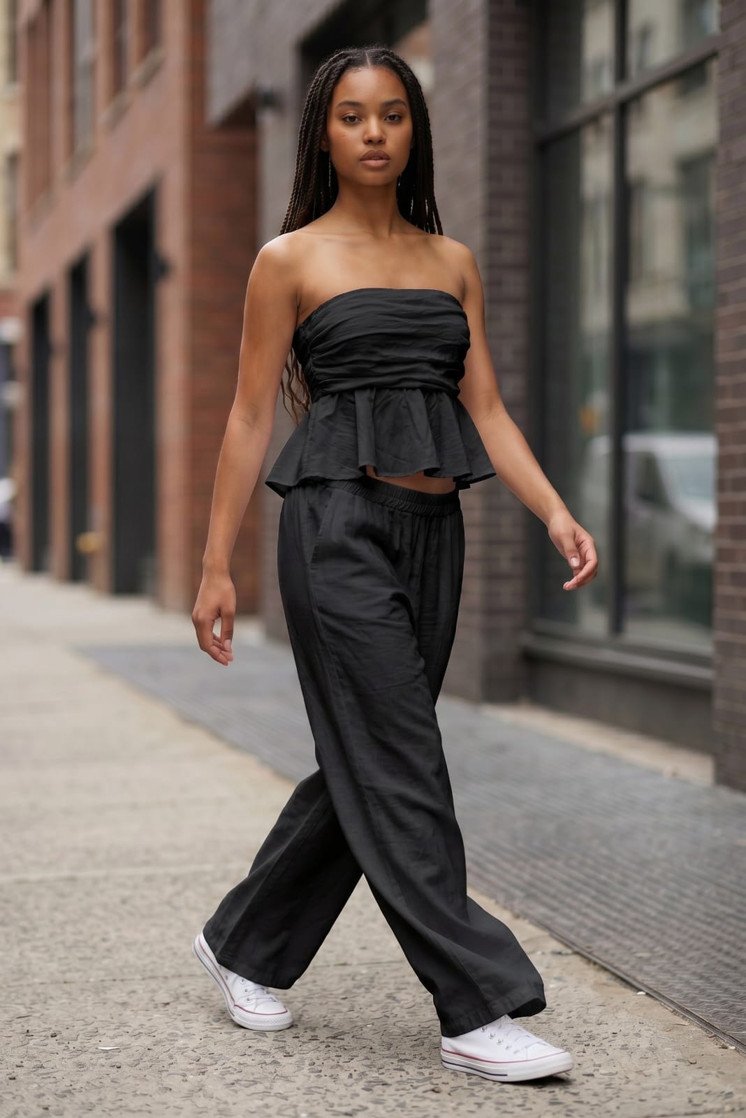 COMPLETO ELEGANTE CON TOP E PANTALONE A PALAZZO
